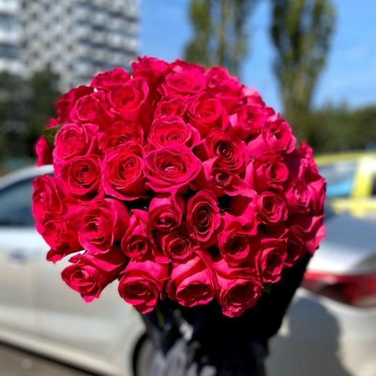 Яркие розовые розы 40 см